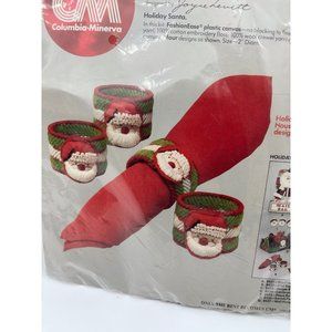 Plastic Canvas Holiday Santa Napkin Rings Kit 8441 Columbia-Minerva NEW